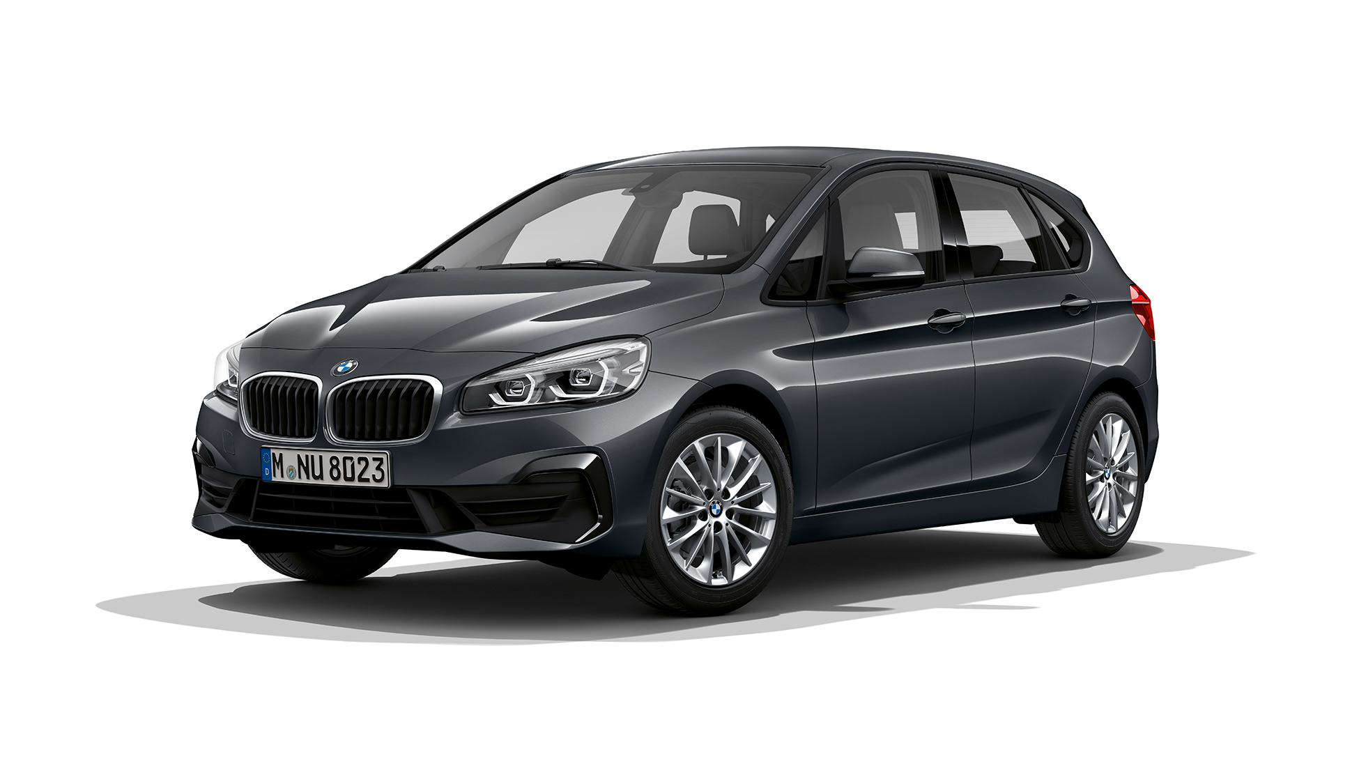 Three-quarter front view BMW 2 Series Active Tourer Model Advantage BMW 2 Series Active Tourer 218i F45 2018 Model Advantage Mineral Grey metallic three-quarter front view
