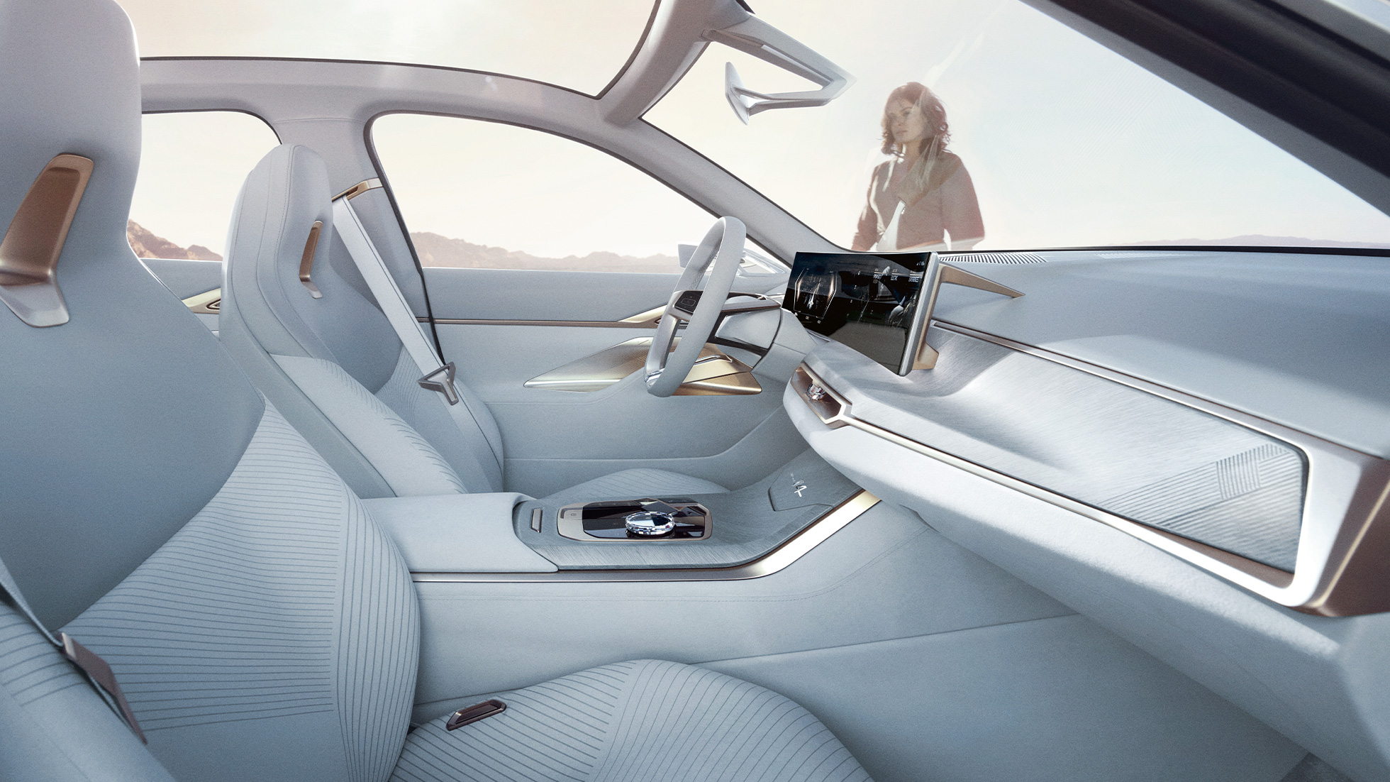 Interior BMW Concept i4 2020 G26 Interior BMW Concept i4 2020 G26 Electric car fully electric BMW Gran Coupé